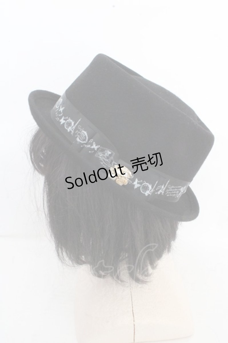 画像2: axes femme / プリントリボンポークパイハット  クロ O-26-03-13-1009-AX-AC-IG-ZT713 (2)