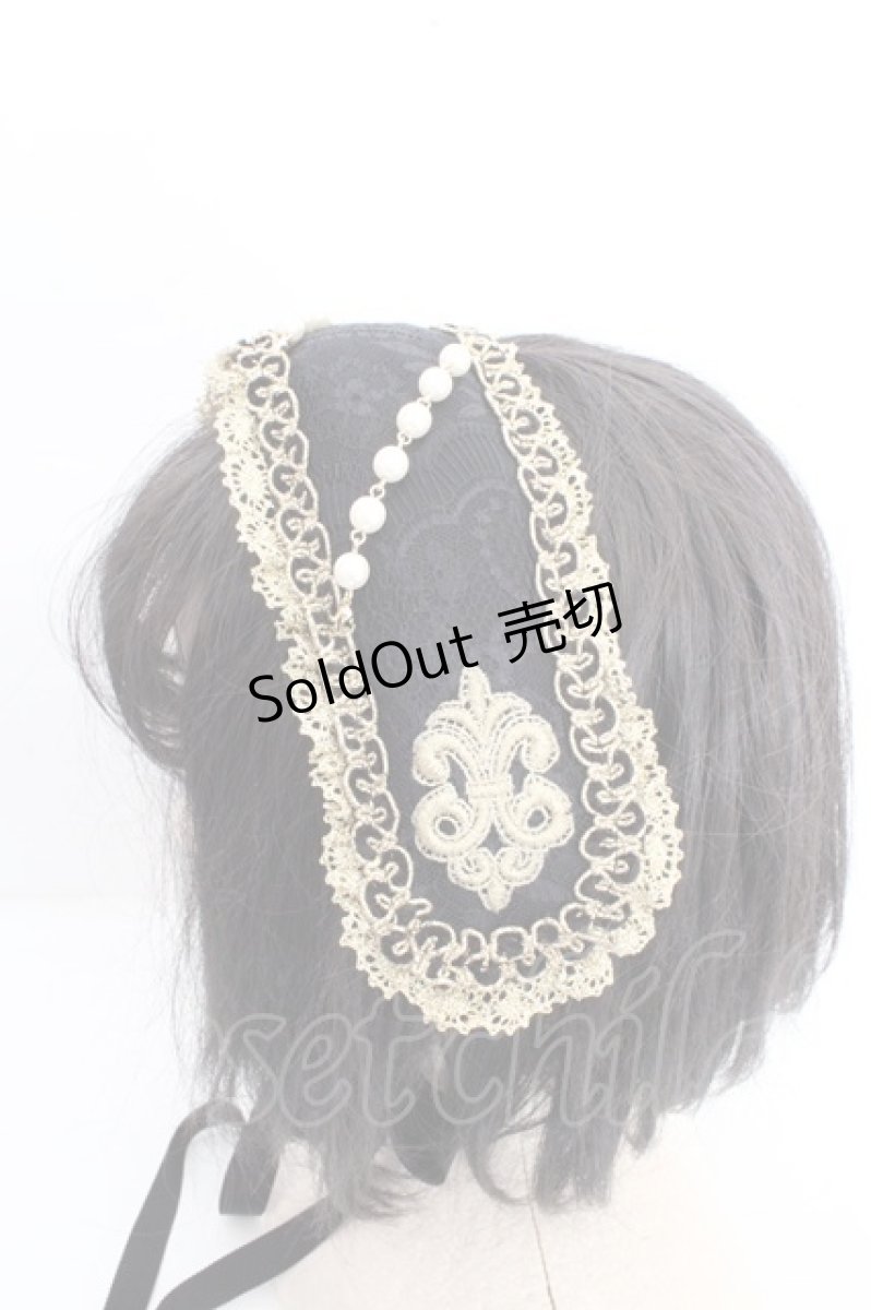 画像2: ALICE and the PIRATES / Julietteボンネットヘッドドレス  クロ×ゴールド O-26-03-13-1002-PA-AC-IG-ZT649 (2)