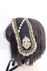 画像2: ALICE and the PIRATES / Julietteボンネットヘッドドレス  クロ×ゴールド O-26-03-13-1002-PA-AC-IG-ZT649 (2)