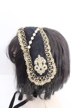 画像2: ALICE and the PIRATES / Julietteボンネットヘッドドレス  クロ×ゴールド O-26-03-13-1002-PA-AC-IG-OS