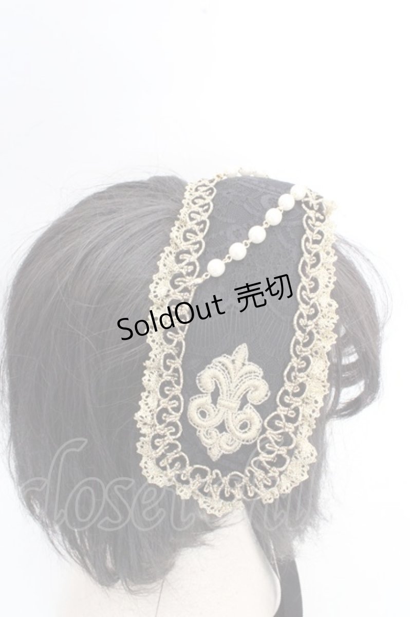 画像3: ALICE and the PIRATES / Julietteボンネットヘッドドレス  クロ×ゴールド O-26-03-13-1002-PA-AC-IG-ZT649 (3)