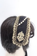 画像3: ALICE and the PIRATES / Julietteボンネットヘッドドレス  クロ×ゴールド O-26-03-13-1002-PA-AC-IG-ZT649 (3)