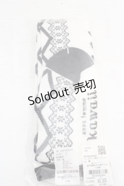 画像1: axes femme kawaii / レースアップ柄オーバーニー  クロ O-26-03-13-1025-AX-ZA-OW-OS