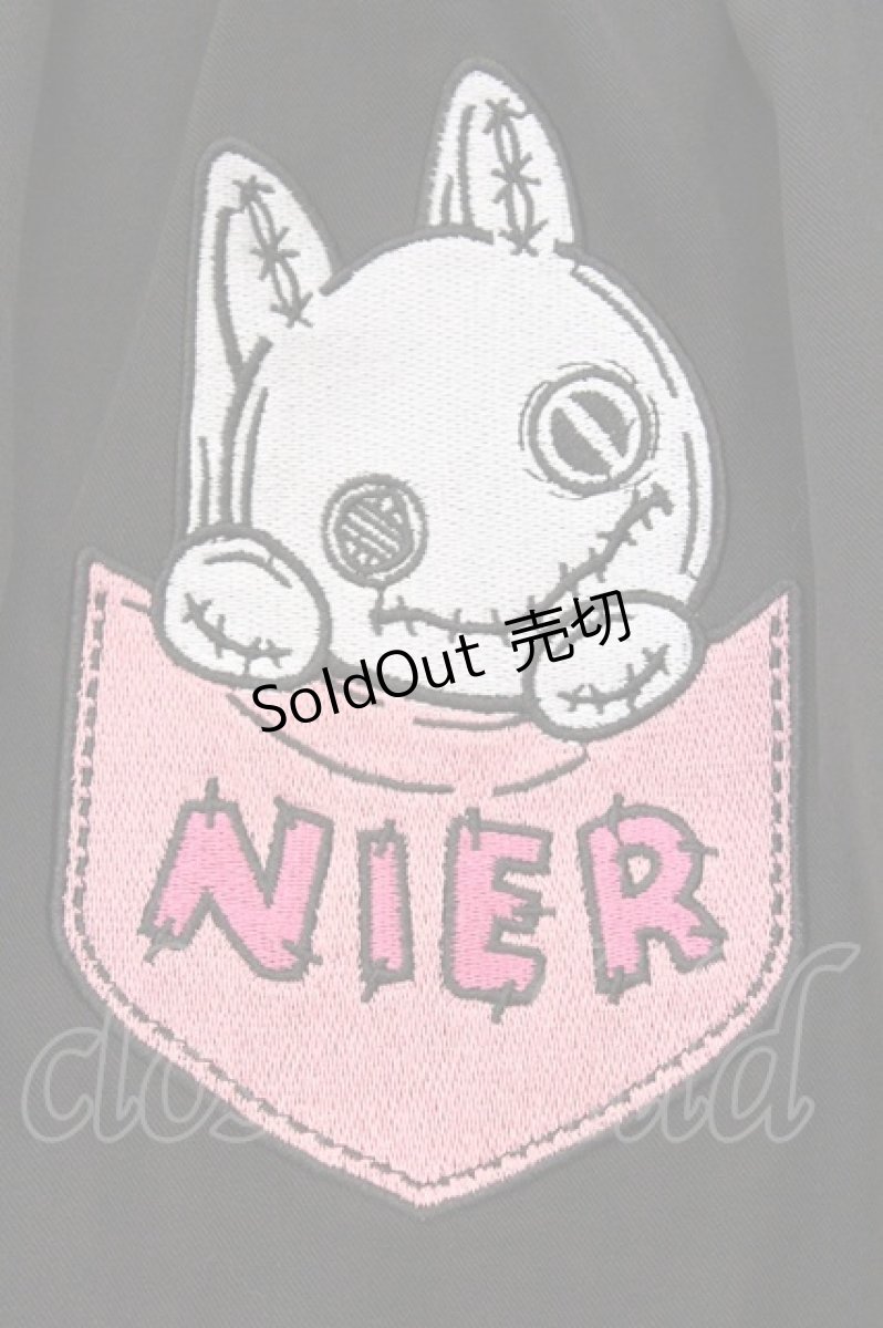 画像2: NieR Clothing / 刺繍入りワイドパンツ F ブラック O-26-03-13-009-PU-PA-OW-OS (2)