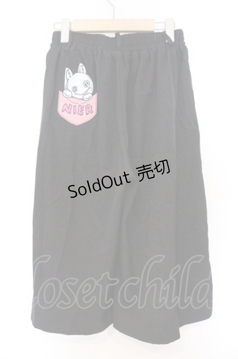 画像3: NieR Clothing / 刺繍入りワイドパンツ F ブラック O-26-03-13-009-PU-PA-OW-OS (3)