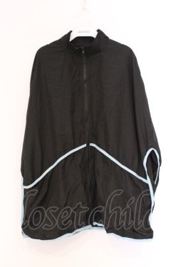 画像1: NieR Clothing / 月齢刺繍ラインブルゾン F ブラック×サックスライン O-26-03-13-012-PU-TO-OW-OS