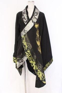 画像1: Qutie Frash / アシメ着物カーデ  ブラック O-26-03-13-002-QU-JA-OW-OS