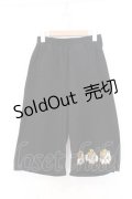 NieR Clothing / 刺繍入りハーフパンツ F ブラック×見ざる聞かざる言わざるミケ O-26-03-13-020-PU-PA-OW-OS