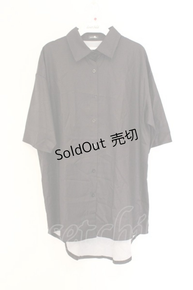 画像1: NieR Clothing / 転写pt半袖シャツ F ブラック×ローズpt O-26-03-13-021-PU-BL-OW-ZT526 (1)