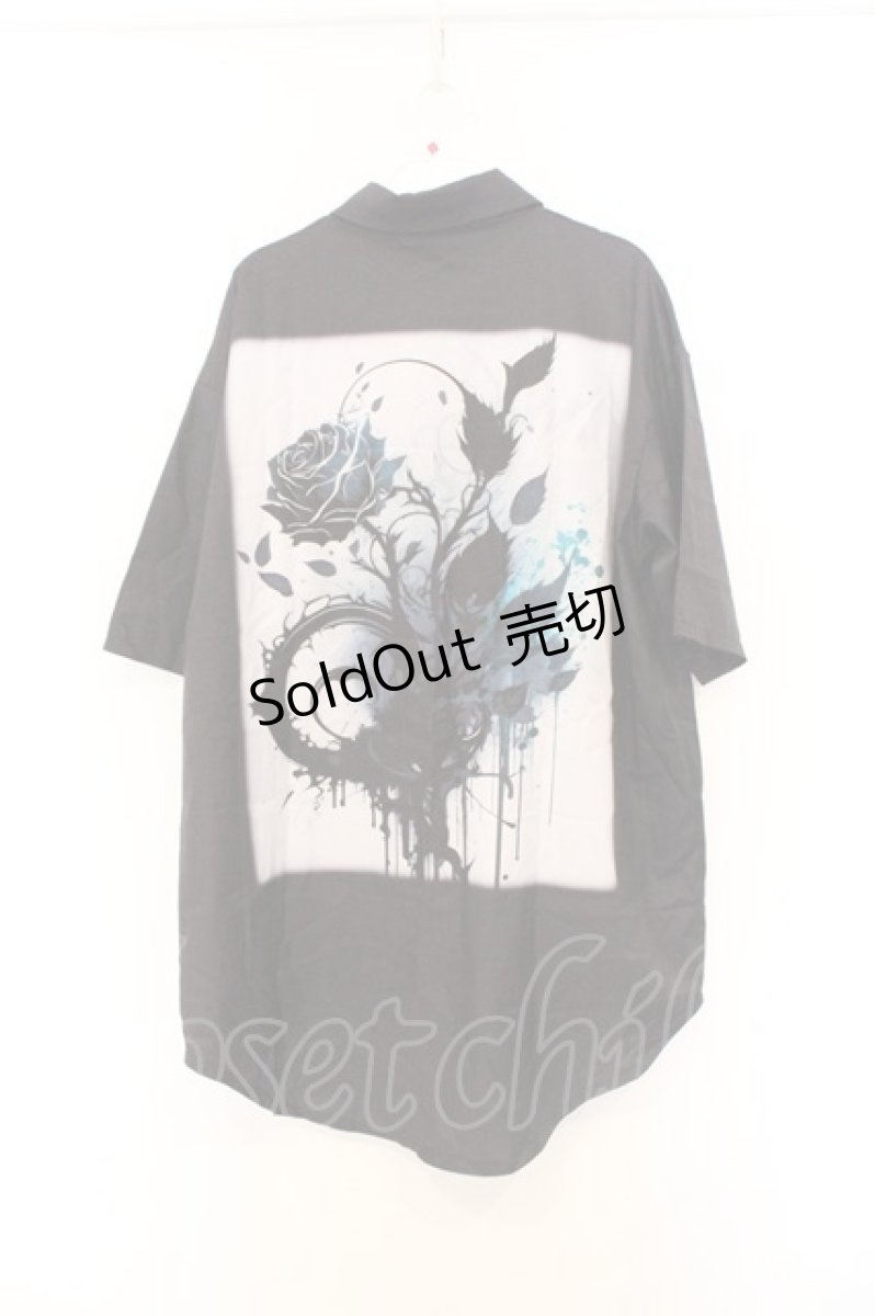 画像2: NieR Clothing / 転写pt半袖シャツ F ブラック×ローズpt O-26-03-13-021-PU-BL-OW-ZT526 (2)