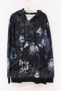 NieR Clothing / 転写ZIPパーカー F ブラック花柄 O-26-03-13-027-PU-TO-OW-OS