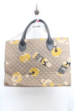 画像1: KANEKO ISAO / パフューム柄キルトトートバッグ  ベージュ×グレー O-26-03-14-003-EL-BG-IG-OS