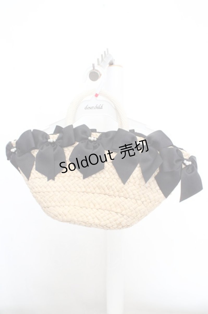 画像1: axes femme / リボン使いカゴバッグ  ナチュラル×クロ O-26-03-14-029-AX-BG-OW-ZTK038 (1)