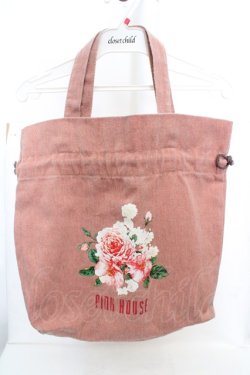 画像1: PINK HOUSE / ローズプリントキャンバスバッグ  ピンク O-26-03-14-005-LO-BG-IG-OS