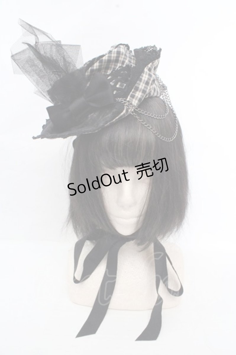 画像1: ALICE and the PIRATES / トリックマスターチェックミニハット  ベージュ O-26-03-14-048-PA-AC-OW-OS (1)