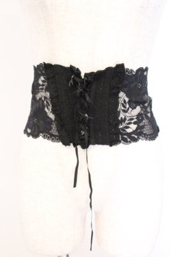 画像1: MARBLE / コルセット型フェミニンレースベルト  ブラック O-26-03-14-1048-GO-ZA-IG-OS