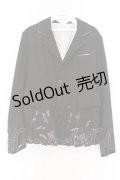 h.naoto Blood / バタフライ刺繍プリーツジャケット  ブラック×パープル O-26-03-14-1049-HN-JA-IG-OS