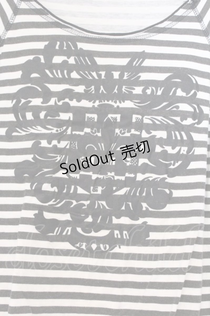 画像2: ALGONQUINS / プリントボーダーTシャツ  ホワイト×ブラック O-26-03-14-1057-AL-TS-IG-OS (2)