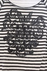 画像2: ALGONQUINS / プリントボーダーTシャツ  ホワイト×ブラック O-26-03-14-1057-AL-TS-IG-OS (2)