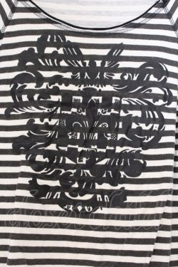 画像2: ALGONQUINS / プリントボーダーTシャツ  ホワイト×ブラック O-26-03-14-1057-AL-TS-IG-OS