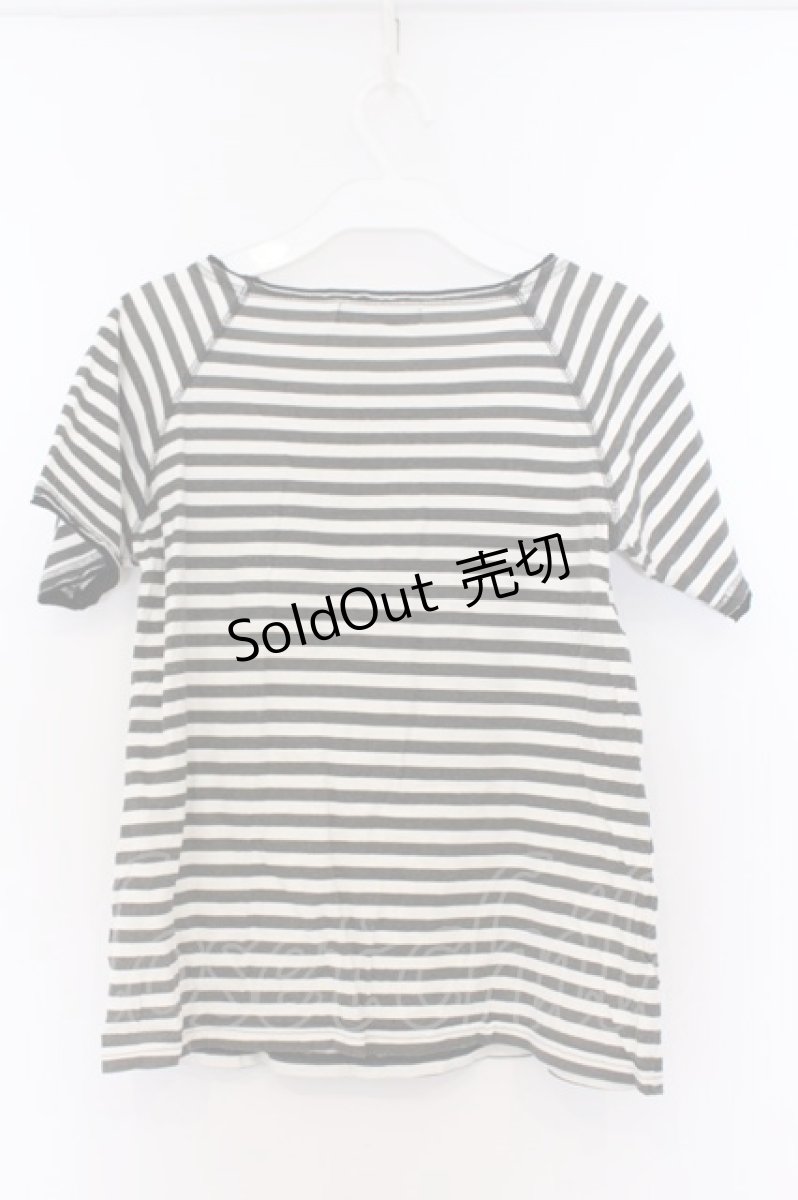 画像3: ALGONQUINS / プリントボーダーTシャツ  ホワイト×ブラック O-26-03-14-1057-AL-TS-IG-OS (3)