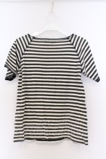 画像3: ALGONQUINS / プリントボーダーTシャツ  ホワイト×ブラック O-26-03-14-1057-AL-TS-IG-OS (3)