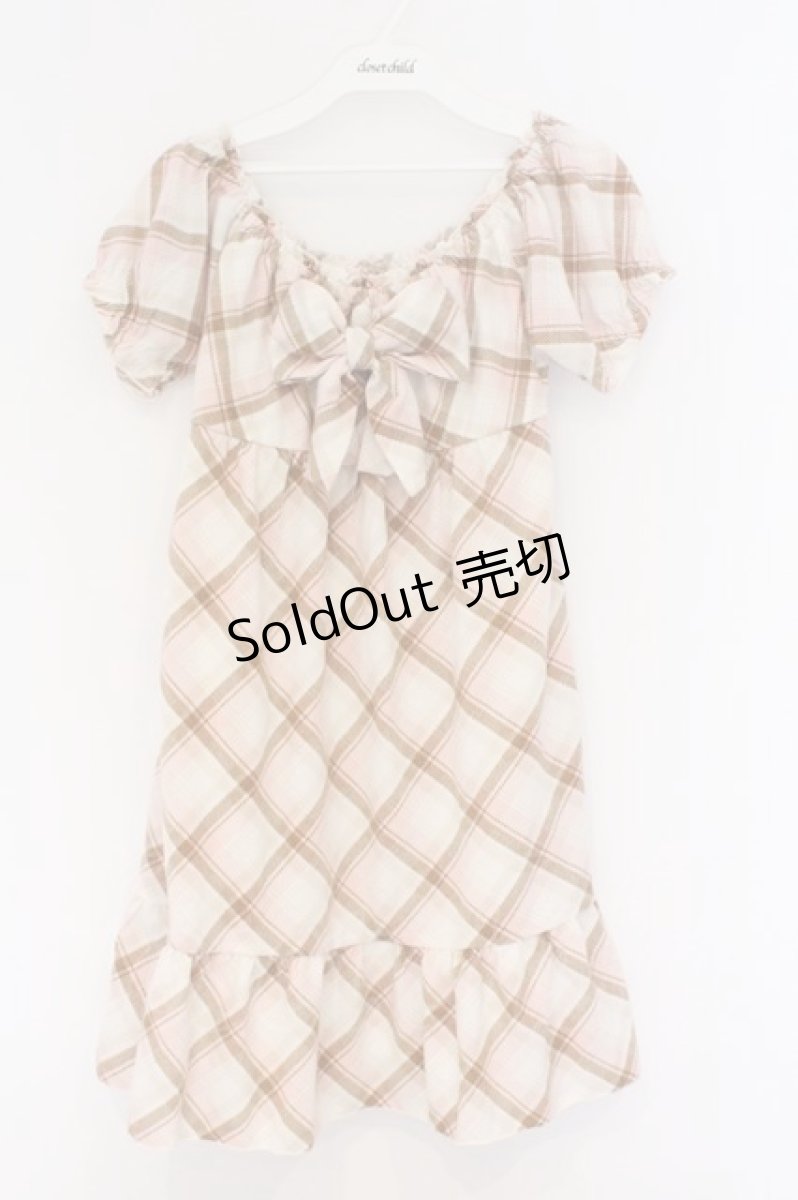 画像1: LIZ LISA / チェックパフスリーブワンピース  ピンク×オフシロ O-26-03-14-1058-LO-OP-IG-OS (1)