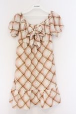 画像1: LIZ LISA / チェックパフスリーブワンピース  ピンク×オフシロ O-26-03-14-1058-LO-OP-IG-OS (1)