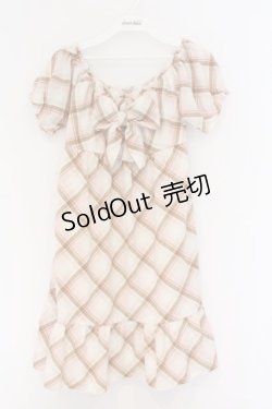 画像1: LIZ LISA / チェックパフスリーブワンピース  ピンク×オフシロ O-26-03-14-1058-LO-OP-IG-OS