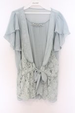 画像1: axes femme / レースベストレイヤード風ブラウス M ミント O-26-03-14-1061-AX-BL-IG-OS (1)