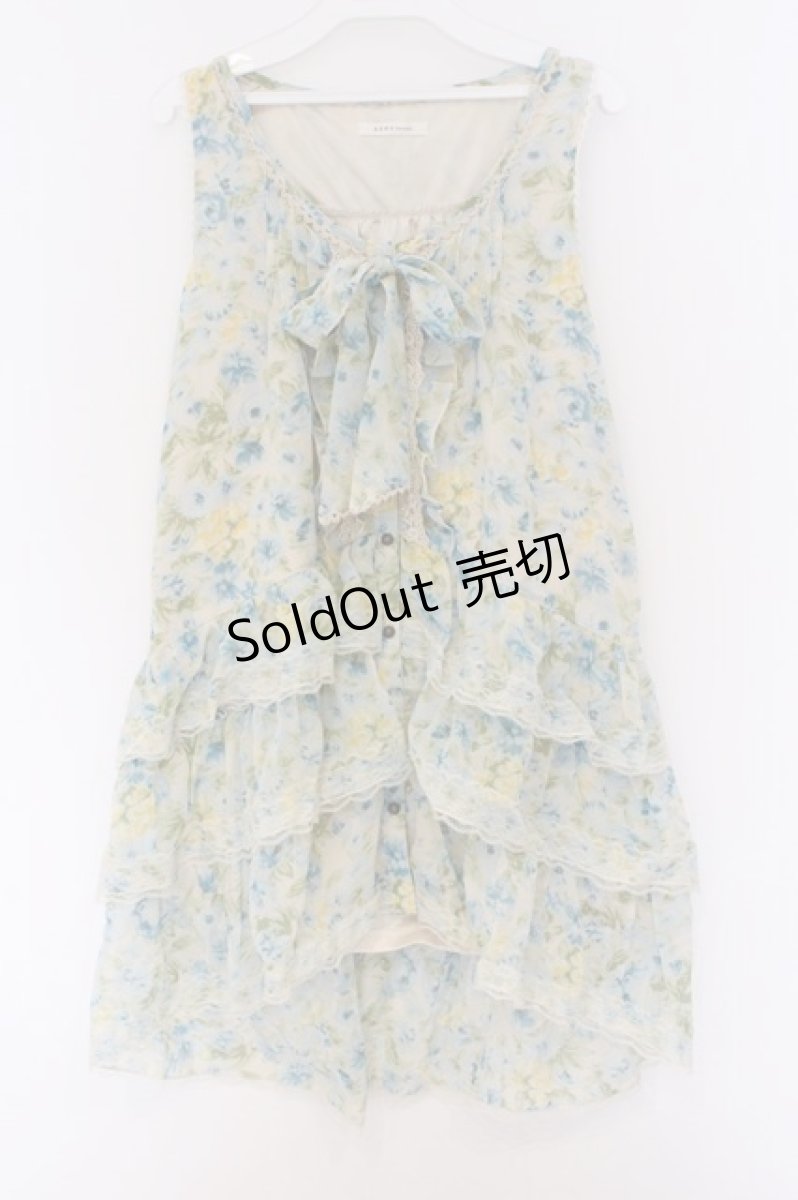 画像1: axes femme / 花柄シフォンワンピース M ベージュ×ブルー O-26-03-14-1068-AX-OP-IG-OS (1)