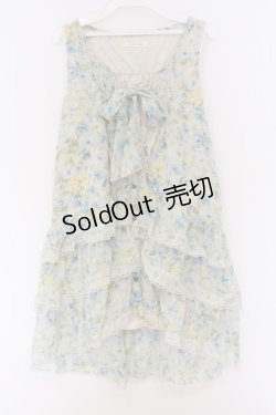 画像1: axes femme / 花柄シフォンワンピース M ベージュ×ブルー O-26-03-14-1068-AX-OP-IG-OS