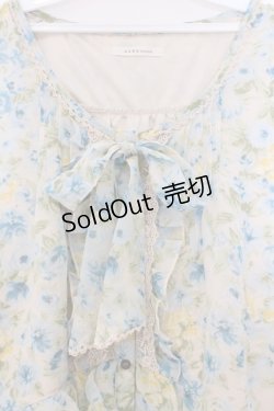 画像2: axes femme / 花柄シフォンワンピース M ベージュ×ブルー O-26-03-14-1068-AX-OP-IG-OS