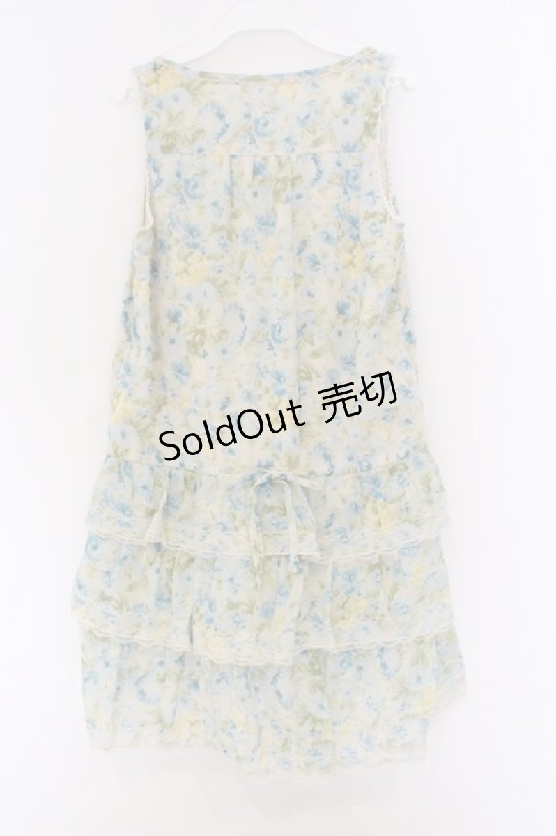 画像3: axes femme / 花柄シフォンワンピース M ベージュ×ブルー O-26-03-14-1068-AX-OP-IG-OS (3)