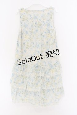 画像3: axes femme / 花柄シフォンワンピース M ベージュ×ブルー O-26-03-14-1068-AX-OP-IG-OS