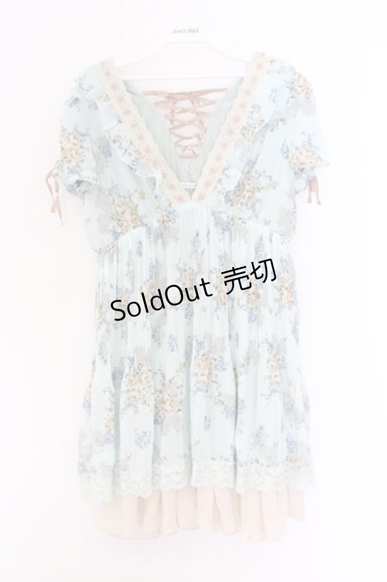 画像1: axes femme / 花柄アコーディオンプリーツチュニック M ミント O-26-03-14-1070-AX-TO-IG-OS (1)