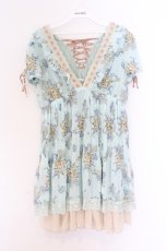 画像1: axes femme / 花柄アコーディオンプリーツチュニック M ミント O-26-03-14-1070-AX-TO-IG-OS (1)