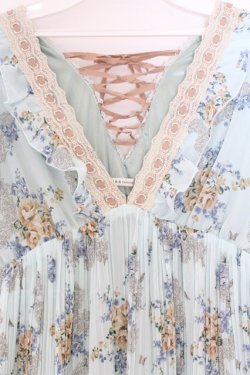 画像2: axes femme / 花柄アコーディオンプリーツチュニック M ミント O-26-03-14-1070-AX-TO-IG-OS