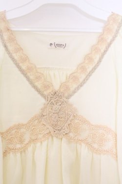 画像2: axes femme / ラッフルスリーブシフォンチュニック M 生成り O-26-03-14-1071-AX-TO-IG-OS