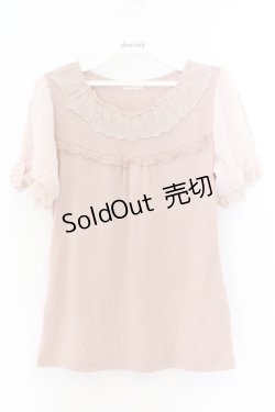 画像1: axes femme / ドットチュール切替シフォン袖プルオーバー M ピンク O-26-03-14-1072-AX-TO-IG-OS