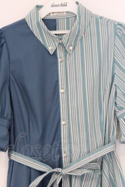 画像2: axes femme / バイカラー半袖ワンピ  サックス O-26-03-14-1080-AX-OP-IG-OS