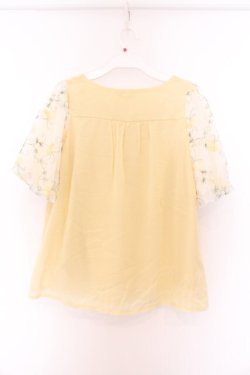 画像3: axes femme / 袖チュール刺繍トップス M イエロー O-26-03-14-1083-AX-TO-IG-OS