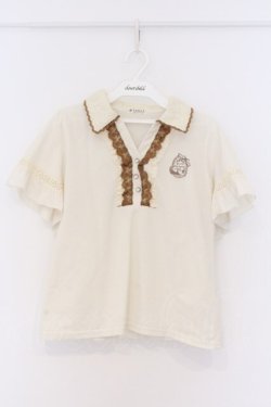 画像1: axes femme / ネコ刺繍ポロシャツ M アイボリー O-26-03-14-1084-AX-TO-IG-OS