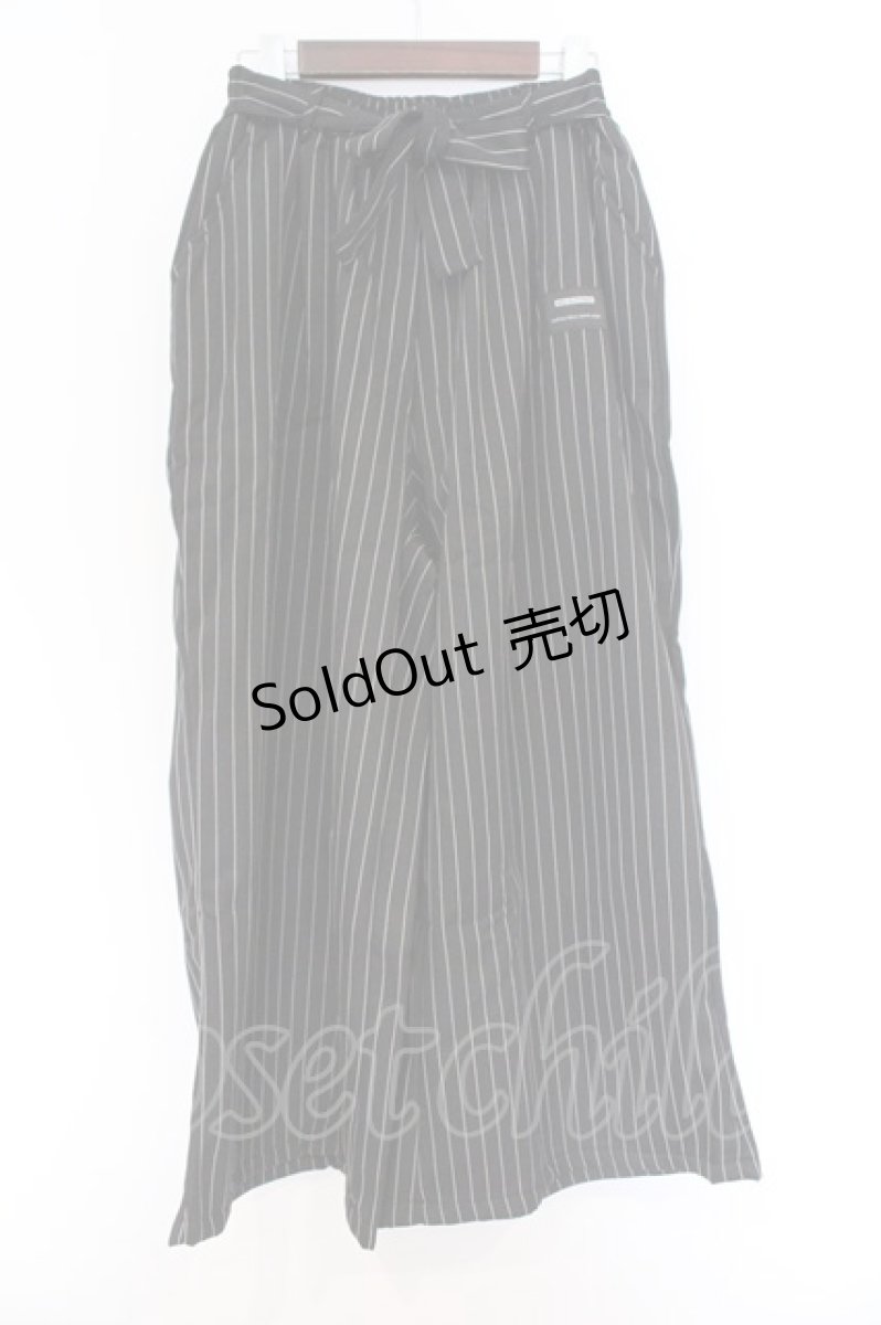 画像1: NieR Clothing / 防寒内側フリースSTRIPE WIDE PANTS パンツ  ブラック O-26-03-14-1012-PU-PA-IG-ZT498 (1)