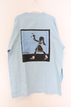 画像3: NieR Clothing / 総柄転写カットソー XL サックス バックプリント O-26-03-14-1015-PU-TO-IG-OS