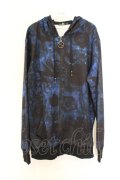 NieR Clothing / 転写ZIPパーカー  ブルー×ブラック ローズ柄 O-26-03-14-1017-PU-TO-IG-OS