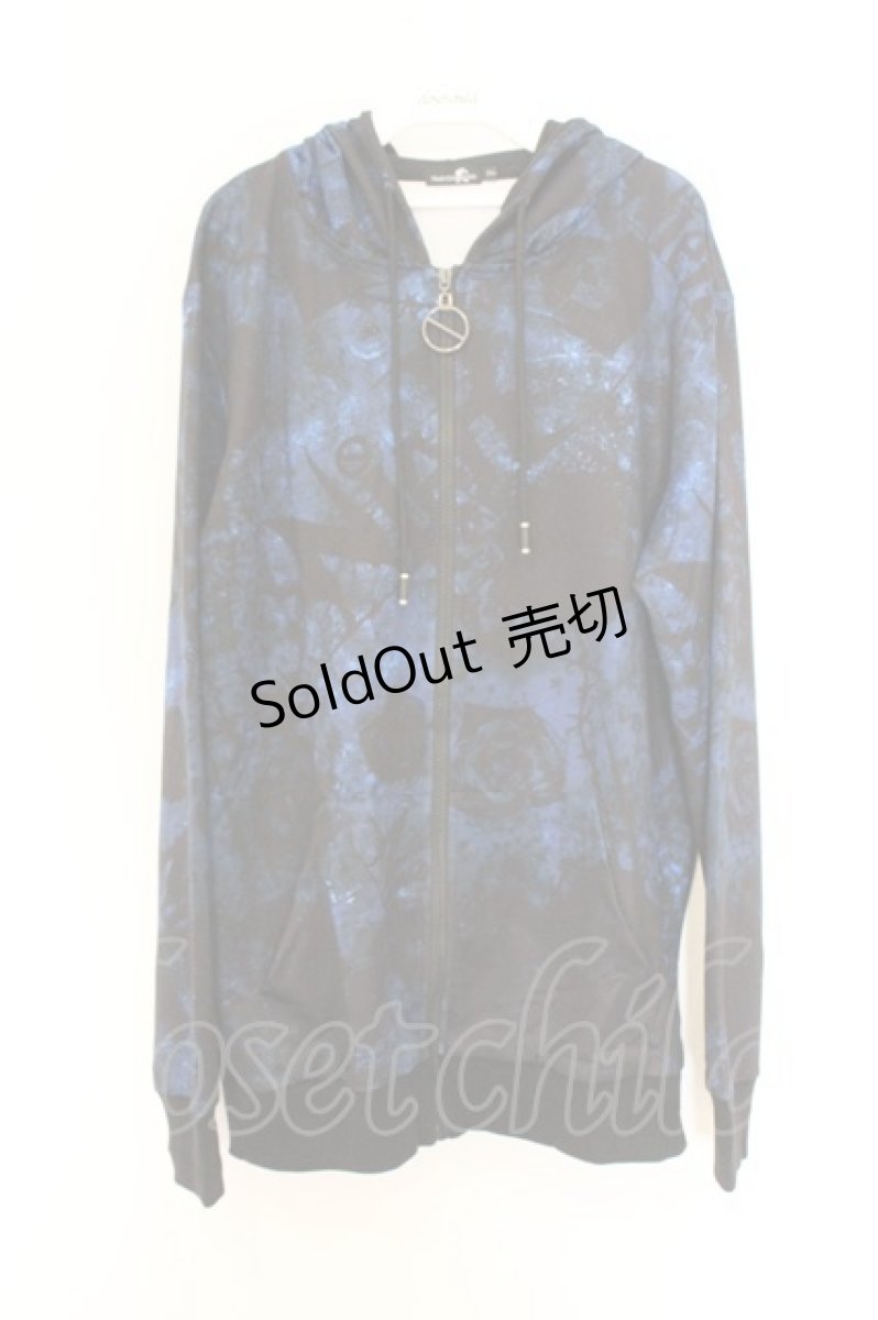画像1: NieR Clothing / 転写ZIPパーカー  ブルー×ブラック ローズ柄 O-26-03-14-1017-PU-TO-IG-OS (1)