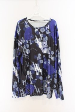 画像1: NieR Clothing / 総柄転写カットソー  ブラック パープル和傘 O-26-03-14-1019-PU-TO-IG-OS