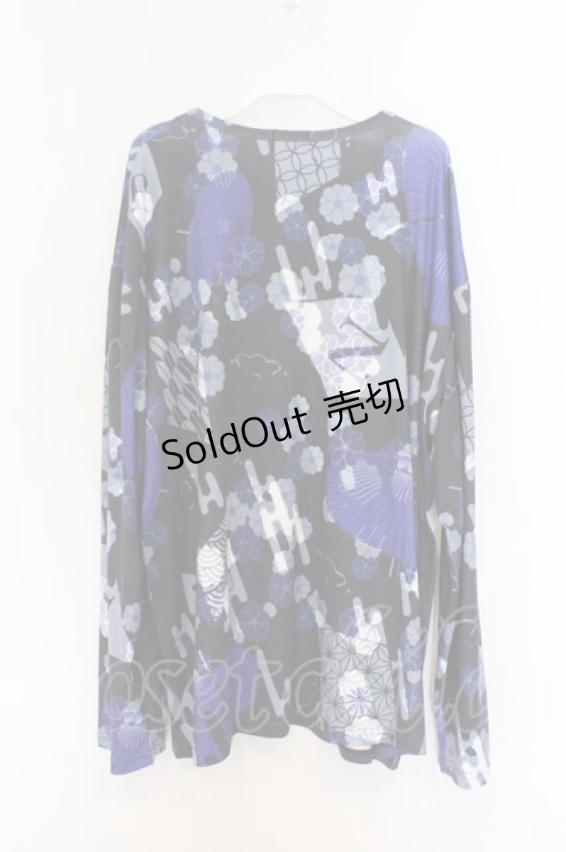 画像3: NieR Clothing / 総柄転写カットソー  ブラック パープル和傘 O-26-03-14-1019-PU-TO-IG-OS (3)