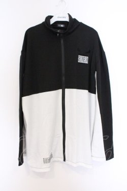 画像1: NieR Clothing / ハイネックジップパーカー  ブラック×ホワイト O-26-03-14-1023-PU-TO-IG-OS